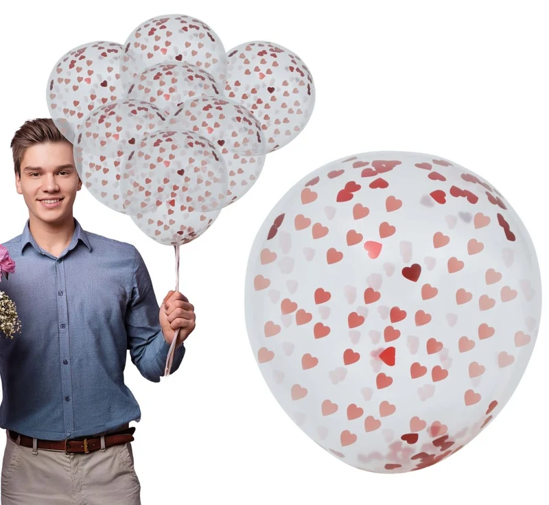 Hartjes Confetti Ballonnen Rood Roze 15cm