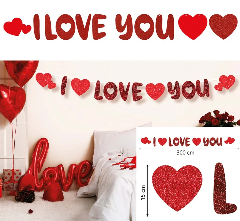I Love You Letterslinger Rood 3m
