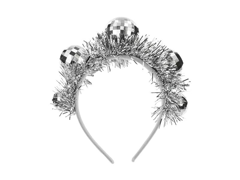 Disco 70S Haarband Zilver Discoballen