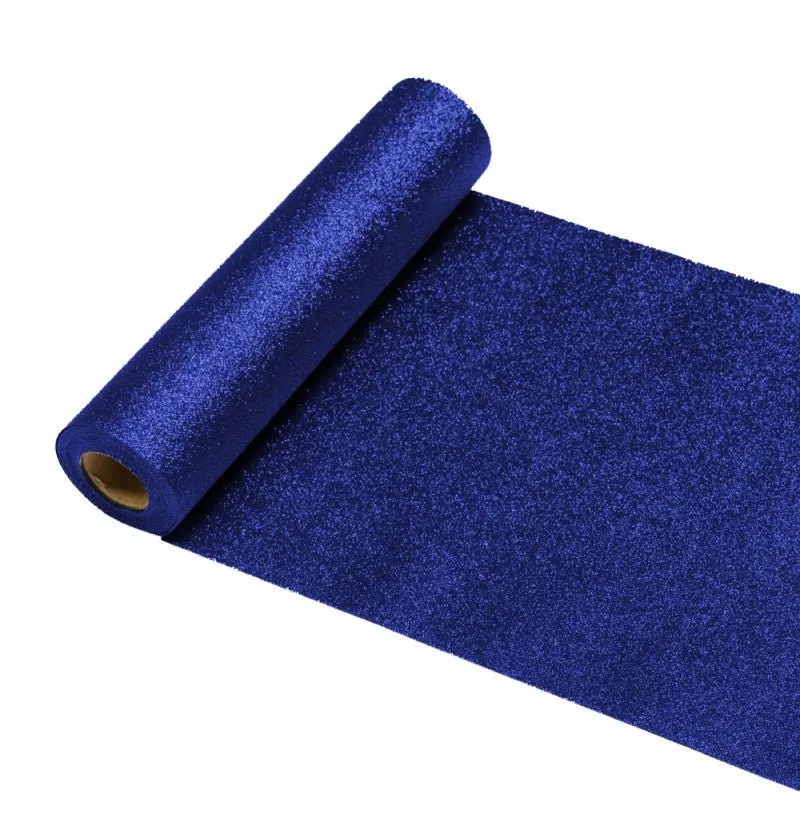 Donkerblauwe Tafelloper Glitter 5m