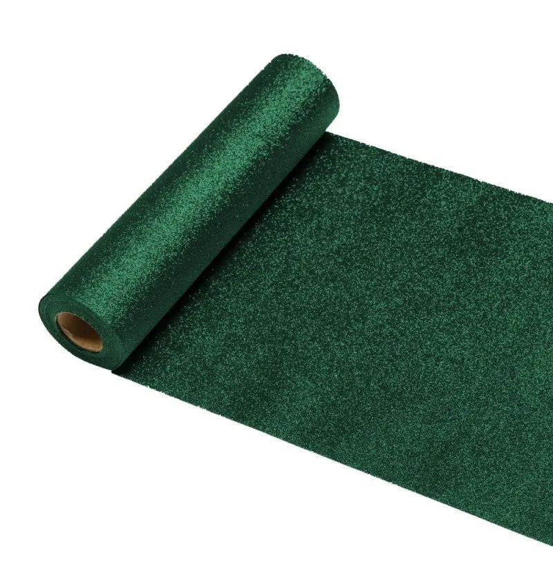 Groene Tafelloper Glitter 30Cm 5m