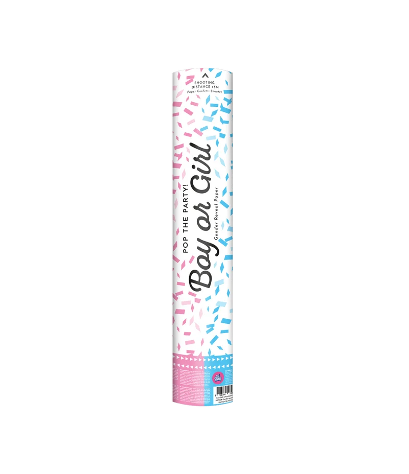 Gender Reveal Confetti Kanon Blauw Papier 40cm