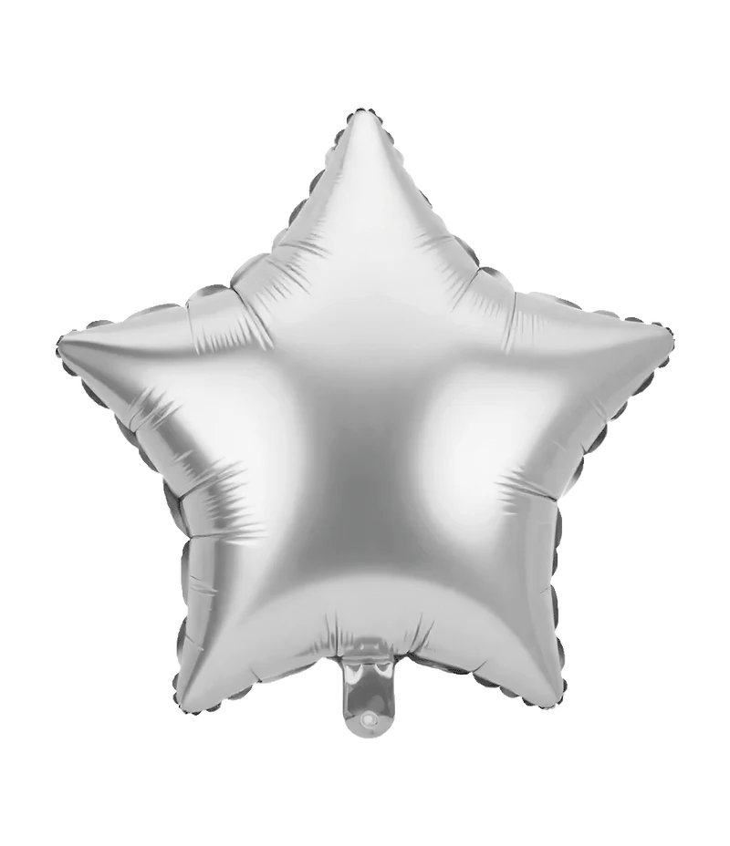 Ster Helium Ballon Zilver Met Rietje Leeg 46cm