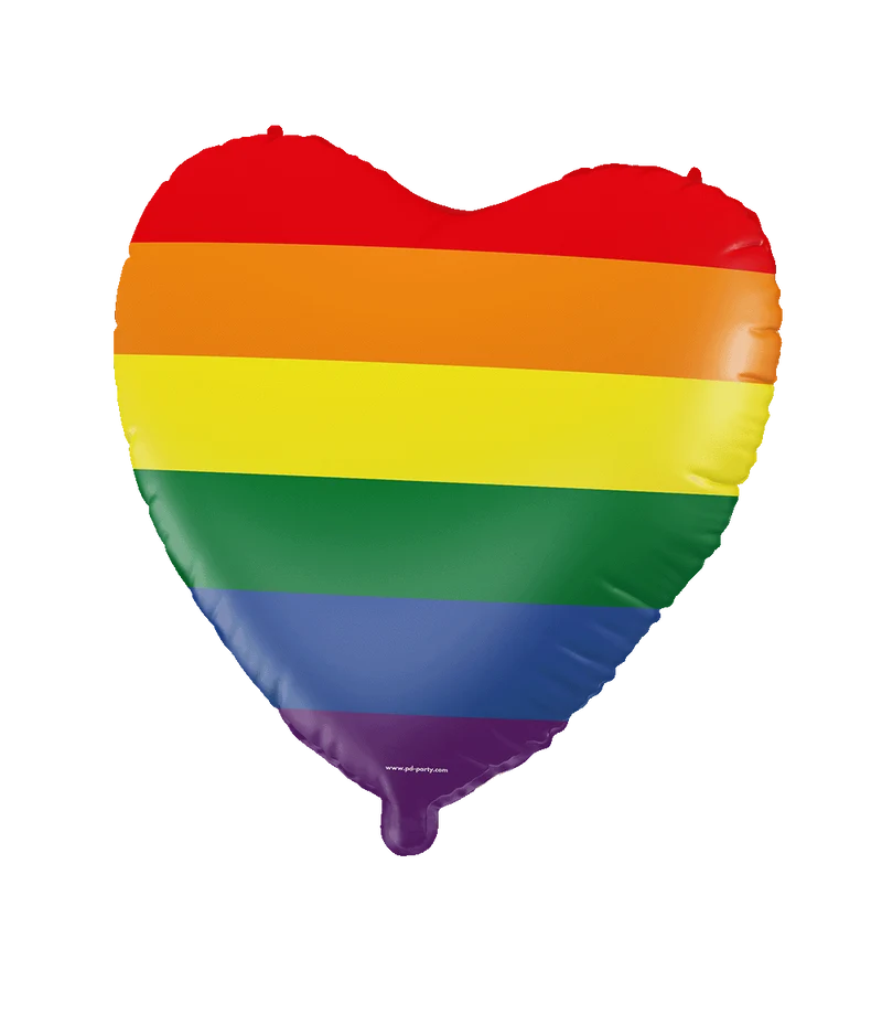 Hart Helium Ballon Regenboog Leeg 46cm