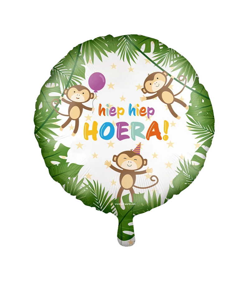 Hiep Hiep Hoera Helium Ballon Jungle Leeg 46cm