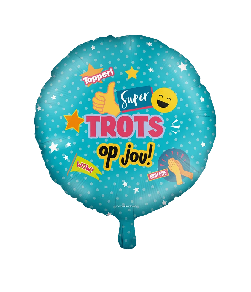 Trots Op Jou Helium Ballon Blauw Inclusief Rietje Leeg 46cm