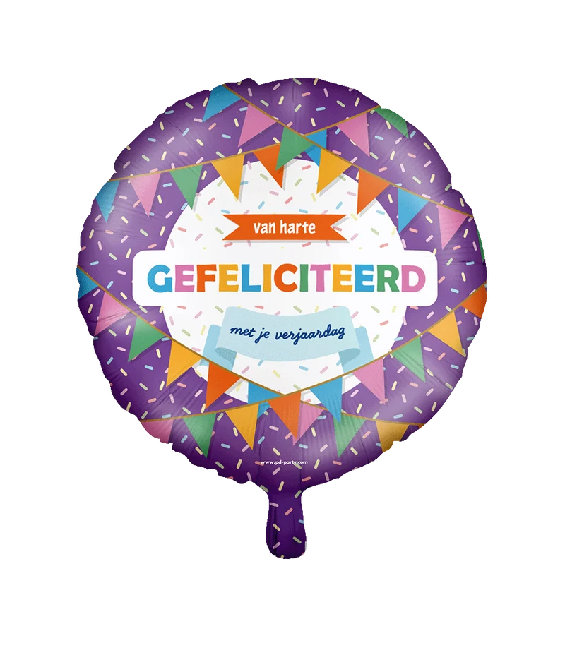 Gefeliciteerd Helium Ballon Paars Inclusief Rietje Leeg 46cm