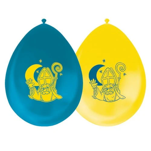 Sinterklaas Ballonnen Blauw Geel 30cm 8st