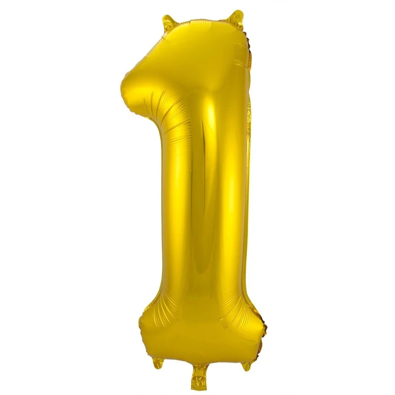 Folie Ballon Cijfer 1 Goud Metallic XL 86cm leeg
