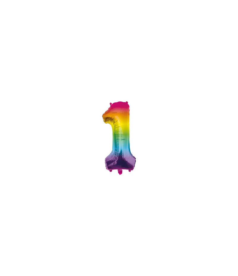 1 Jaar Helium Ballon Regenboog Leeg 40cm