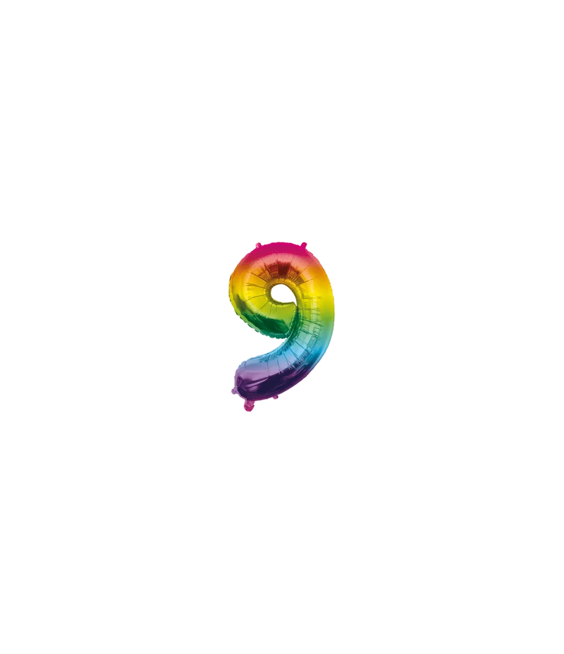 9 Jaar Helium Ballon Regenboog Leeg 40cm