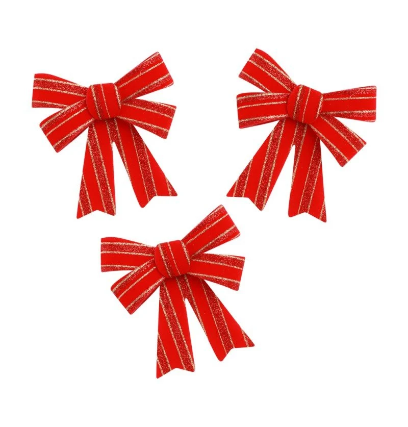 Rood Gouden Strik Strepen 13cm 3st