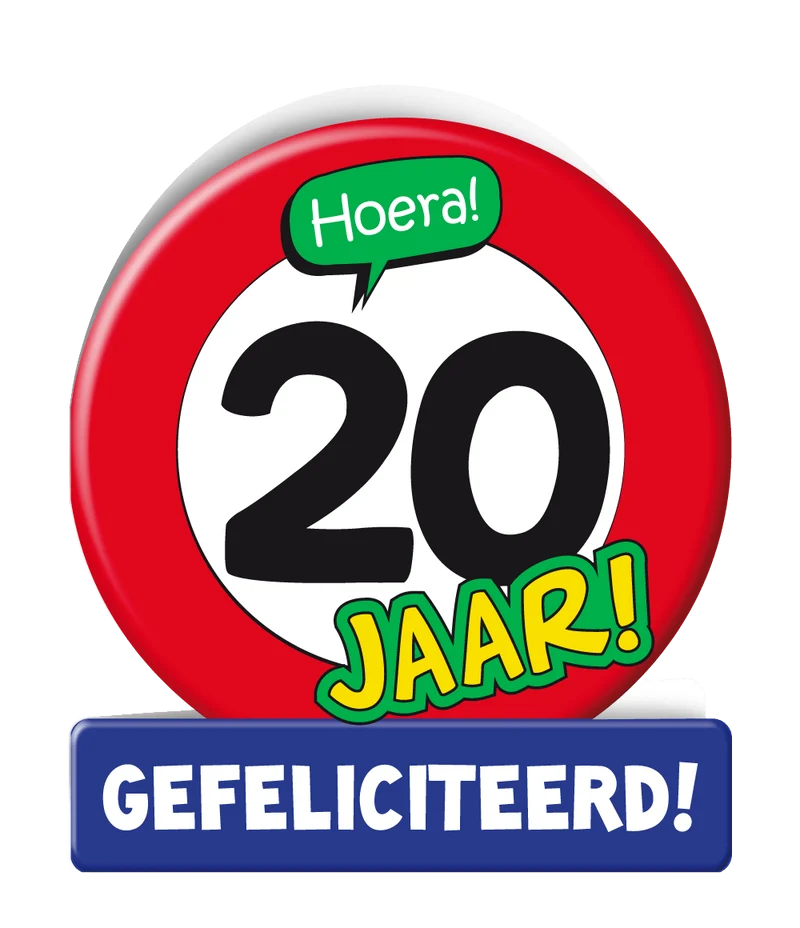 Verjaardagskaart 20 Jaar Verkeersbord 16,5cm