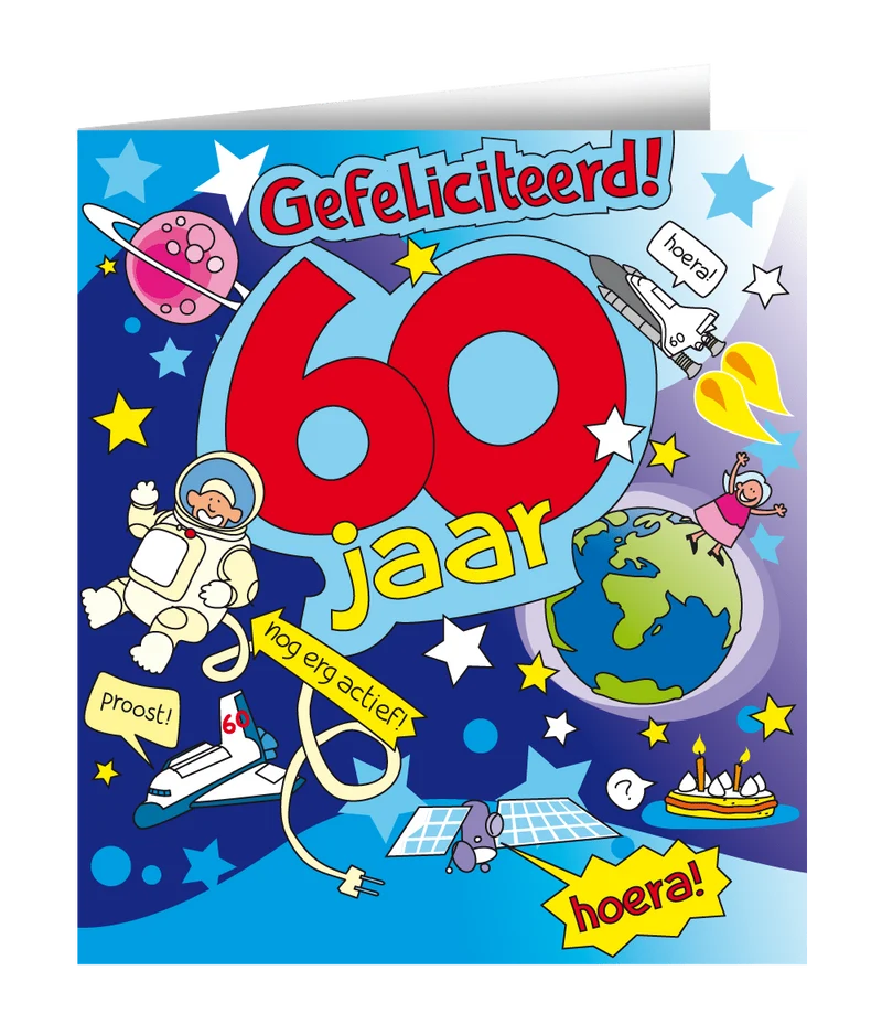 Verjaardagskaart 60 Jaar Cartoon 16,5cm