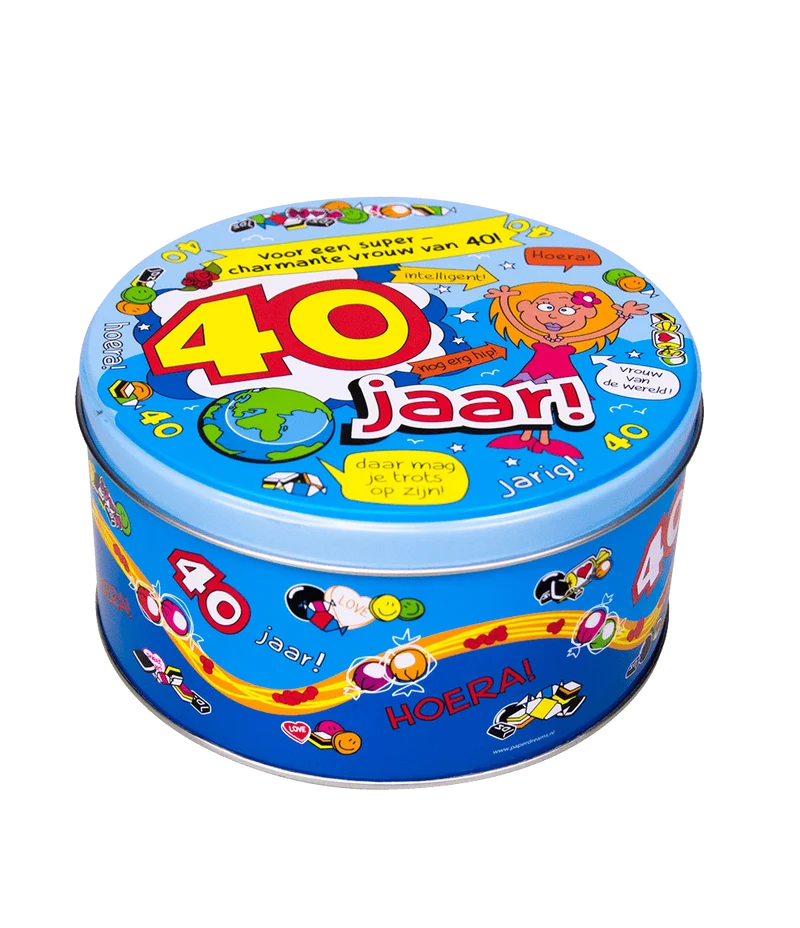Snoeptrommel 40 Jaar Vrouw 14cm