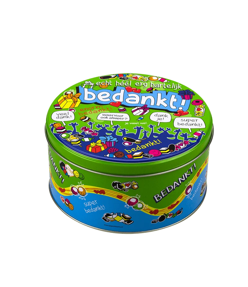 Snoeptrommel Bedankt 14cm