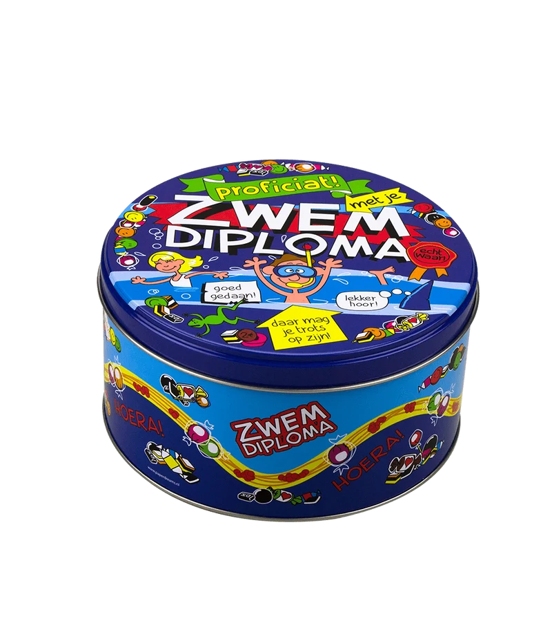 Snoeptrommel Zwemdiploma 14cm