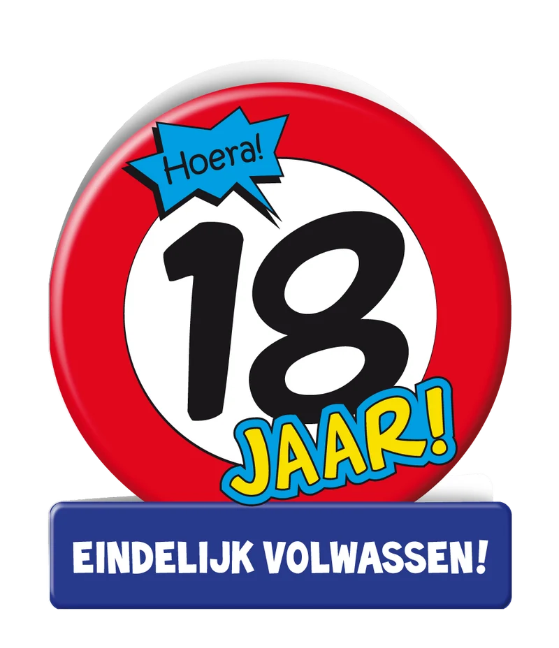 Verjaardagskaart 18 Jaar Verkeersbord 16,5cm