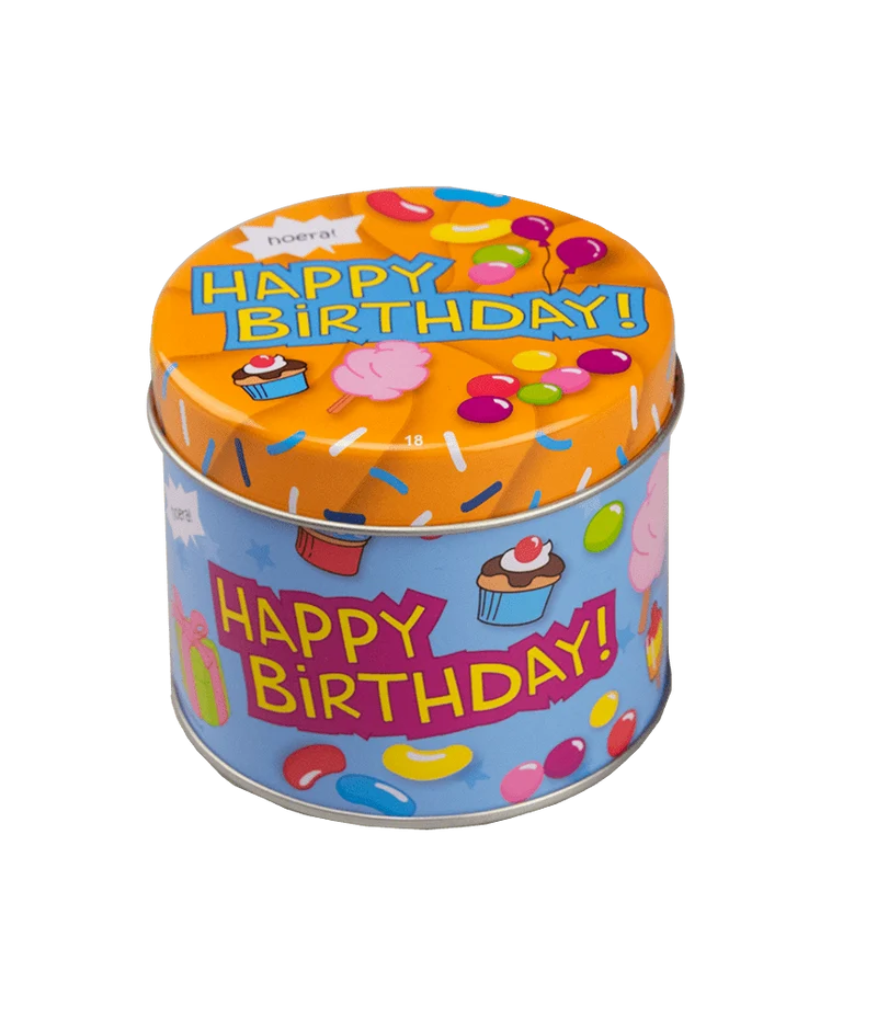 Snoepblik Happy Birthday 9cm