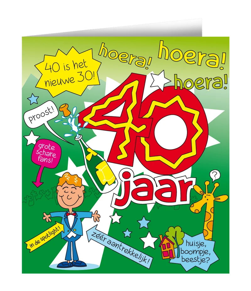 Verjaardagskaart 40 Jaar Man Cartoon 16,5cm