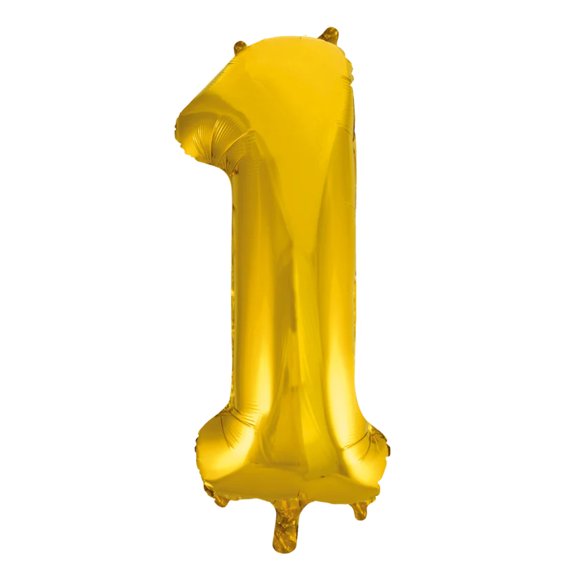 Folie Ballon Cijfer 1 Goud XL 86cm leeg