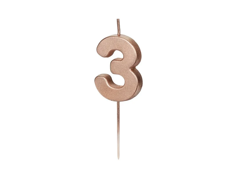 3 Jaar Kaars Rose Goud 9cm