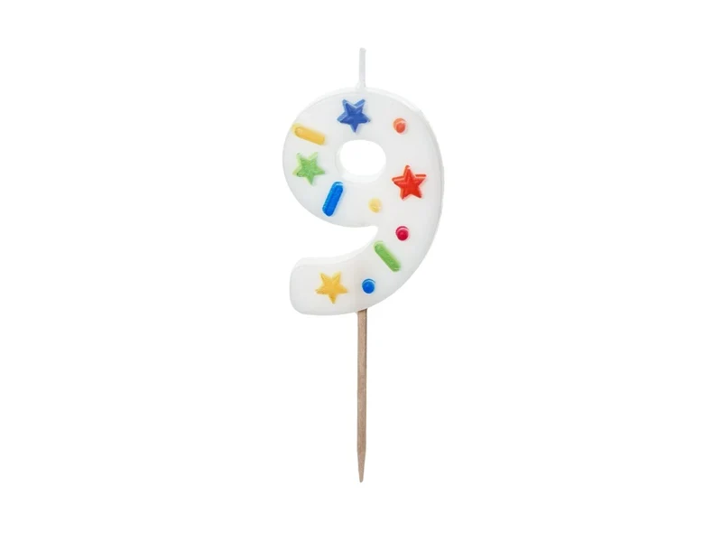 9 Jaar Kaars Gekleurd 10cm