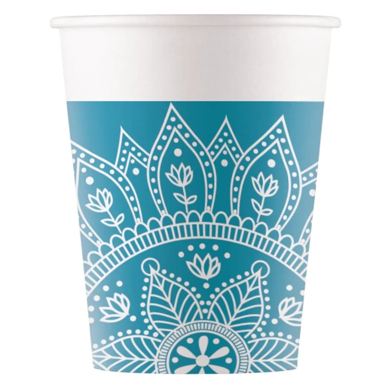Turquoise Beker Mandala 200ml 8st