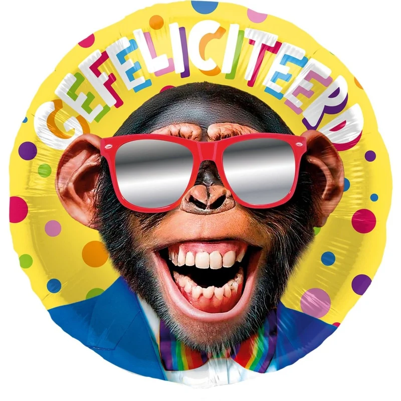 Gefeliciteerd Helium Ballon Aap Leeg 45cm