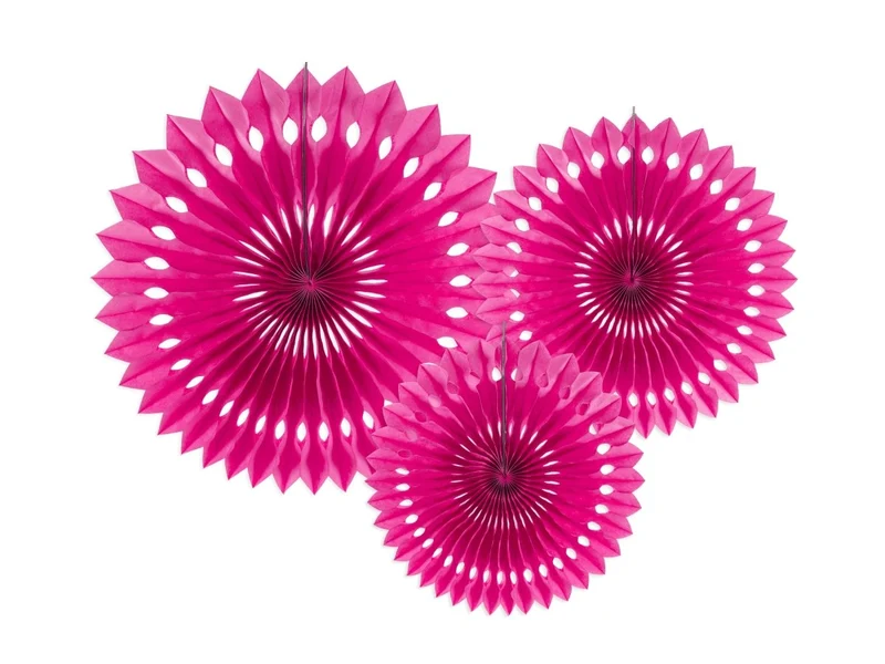 Fuchsia Papieren Waaiers 20cm 3st