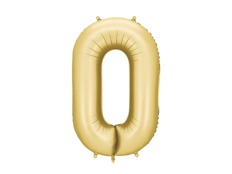 0 Jaar Cijfer Ballon Goud Satijn Folie Leeg 86cm
