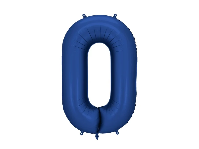 0 Jaar Cijfer Ballon Blauw Satijn Folie Leeg 86cm