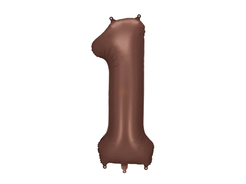 1 Jaar Cijfer Ballon Bruin Leeg 86cm