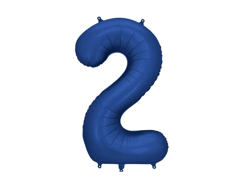 2 Jaar Cijfer Ballon Blauw Satijn Folie Leeg 86cm