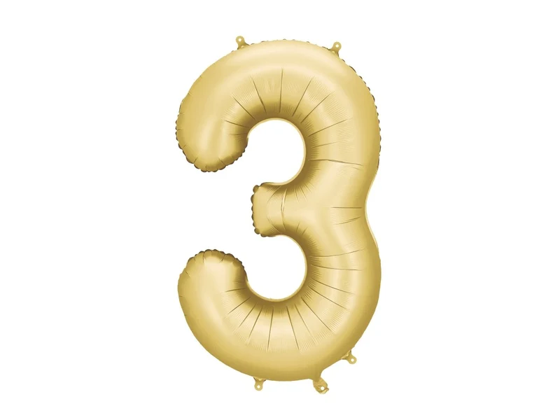 3 Jaar Cijfer Ballon Goud Satijn Folie Leeg 86cm