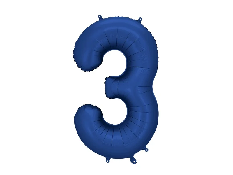 3 Jaar Cijfer Ballon Blauw Satijn Folie Leeg 86cm