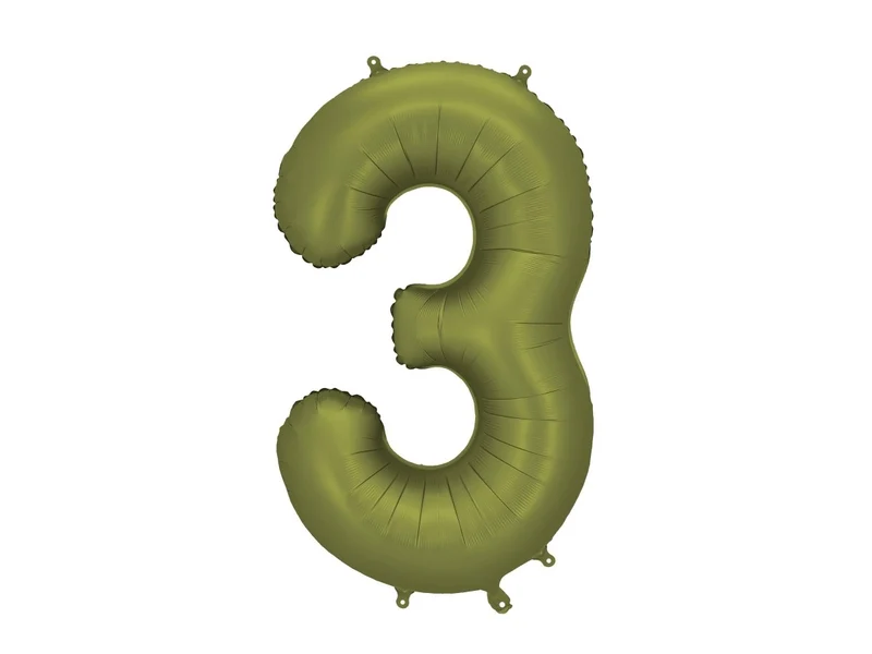 3 Jaar Cijfer Ballon Olijfgroen Leeg 86cm
