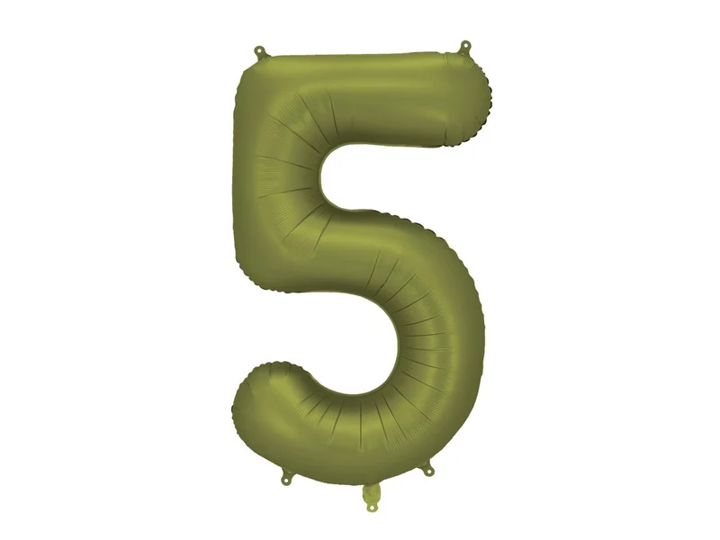5 Jaar Cijfer Ballon Olijfgroen Leeg 86cm