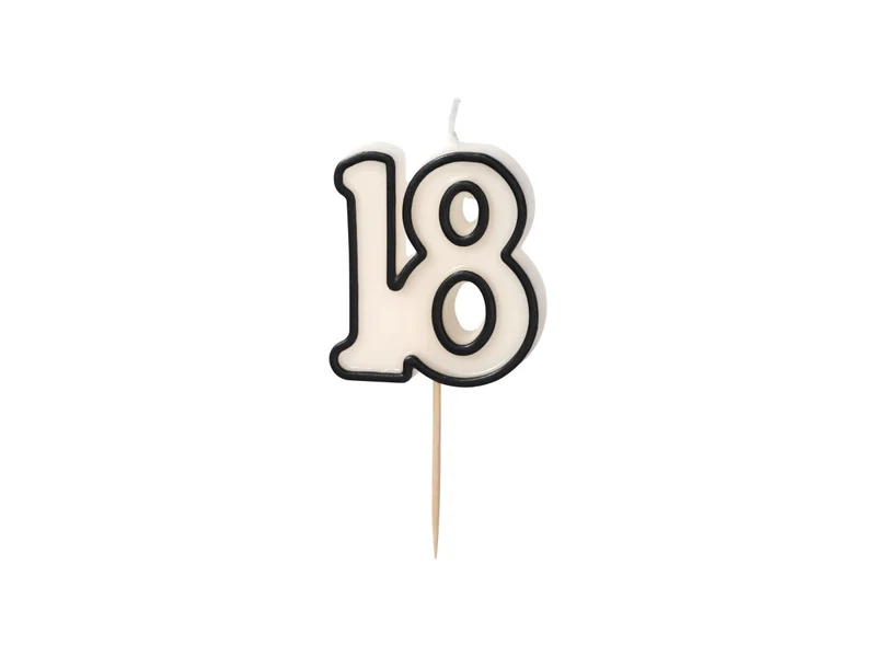 19 Jaar Kaars Zwart Wit 5,5cm