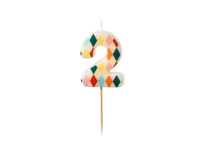 2 Jaar Kaars Gekleurd 5,5cm