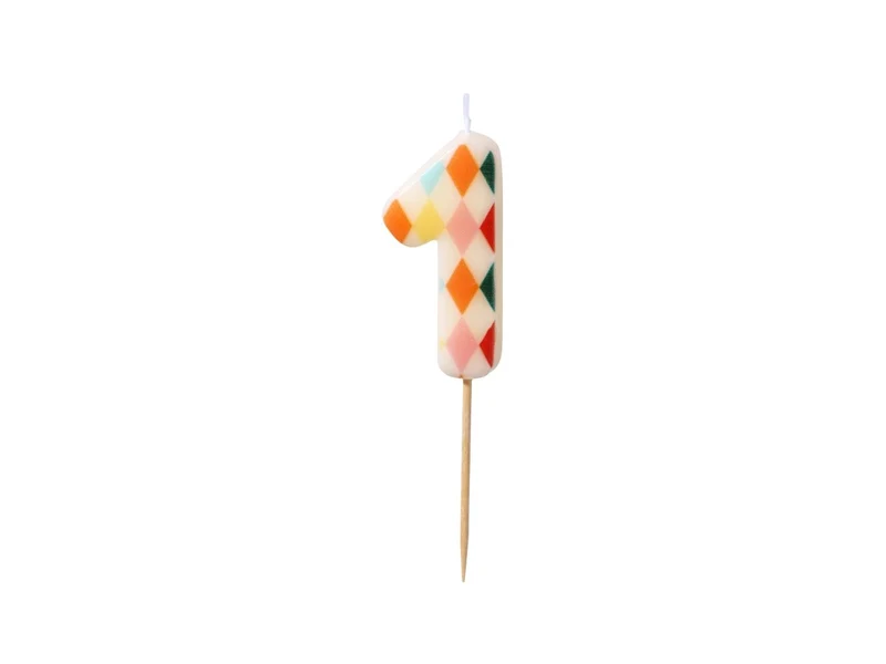 1 Jaar Kaars Gekleurd 5,5cm