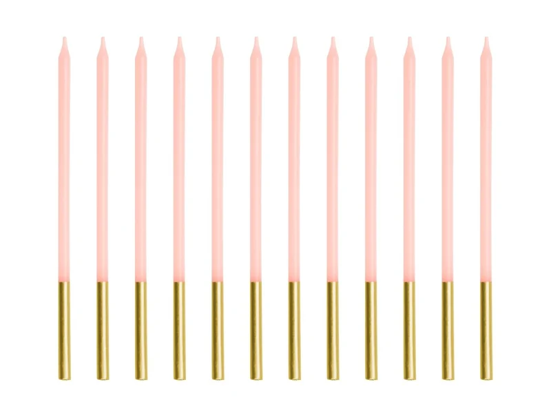 Goud Roze Kaars 14cm 12st