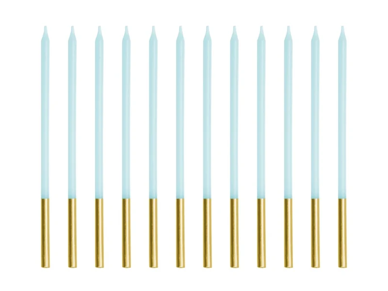 Blauw Gouden Kaars 14cm 12st
