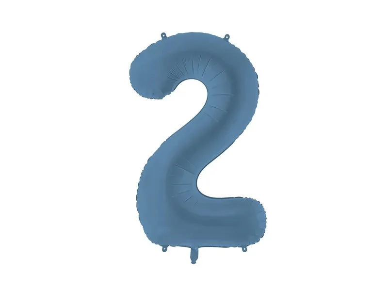 2 Jaar Cijfer Ballon Blauw Mat Leeg 86cm