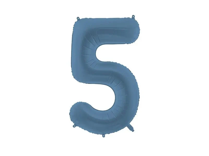 5 Jaar Cijfer Ballon Blauw Mat Leeg 86cm