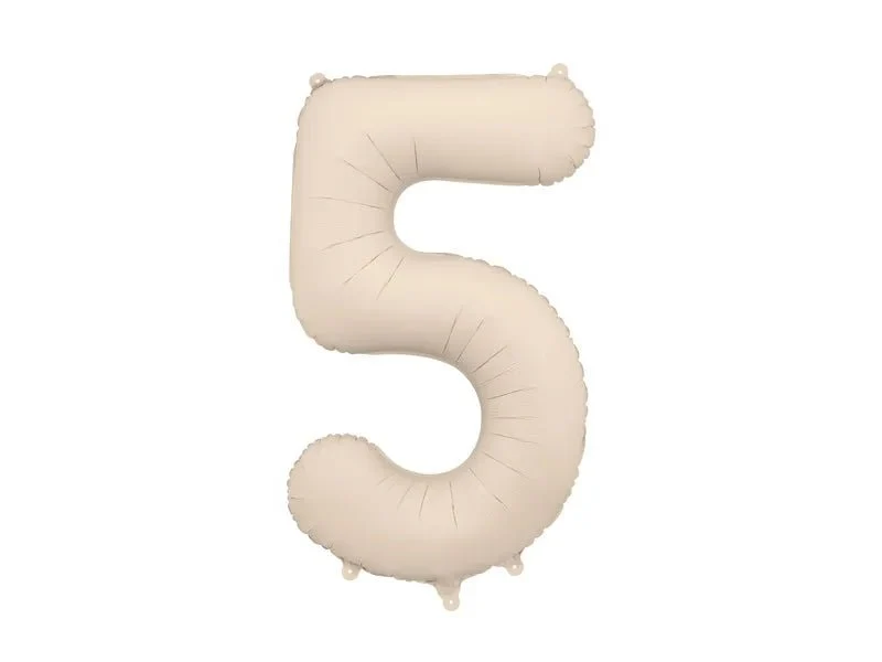 5 Jaar Cijfer Ballon Beige Mat Leeg 86cm