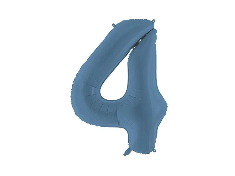 4 Jaar Cijfer Ballon Blauw Mat Leeg 86cm