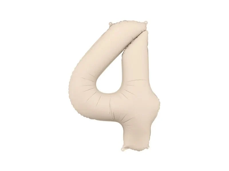 4 Jaar Cijfer Ballon Beige Mat Leeg 86cm