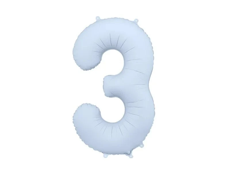 3 Jaar Cijfer Ballon Lichtblauw Mat Leeg 86cm
