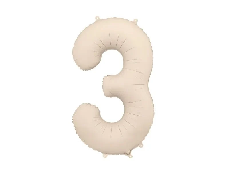 3 Jaar Cijfer Ballon Beige Mat Leeg 86cm